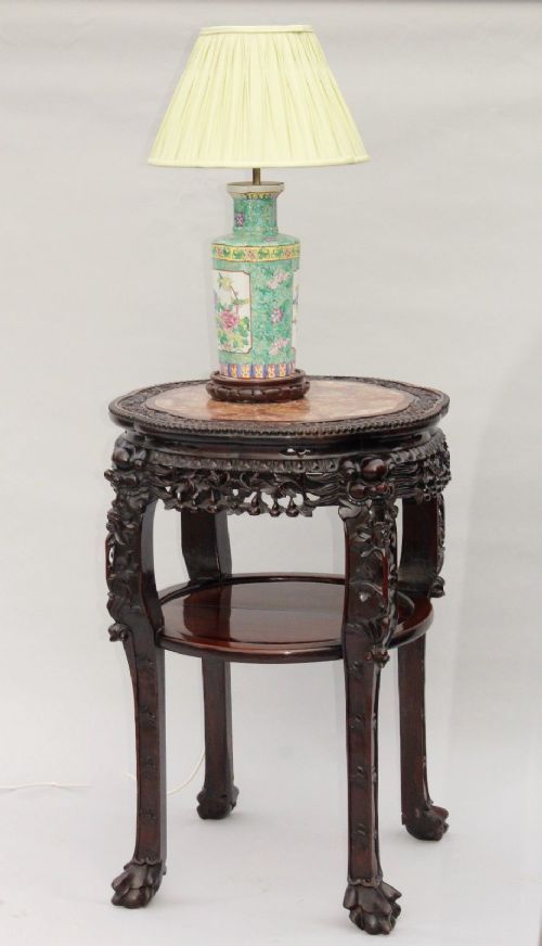 Superb Quality Chinese Rosewood Table with Rouge Marble Top