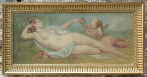 Antique Oil Painting Venus Reclining Manner of Boucher