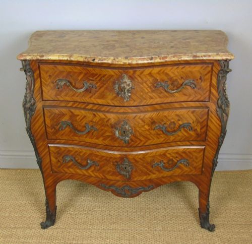 fig 1. 19th Century French Marble & Parquetry Commode Chest