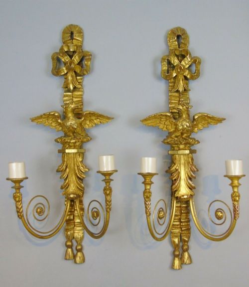 Good Pair of Regency Giltwood Eagle Wall Lights