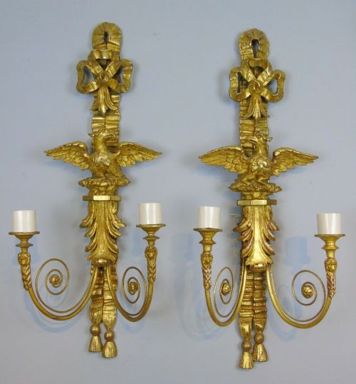 fig 1. Good Pair of Regency Giltwood Eagle Wall Lights