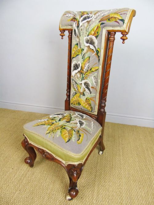 Good Quality Victorian Beadwork Prie Dieu Chair