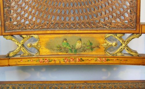 fig 1. Satinwood Polychrome Regency Revival Bergere Armchair