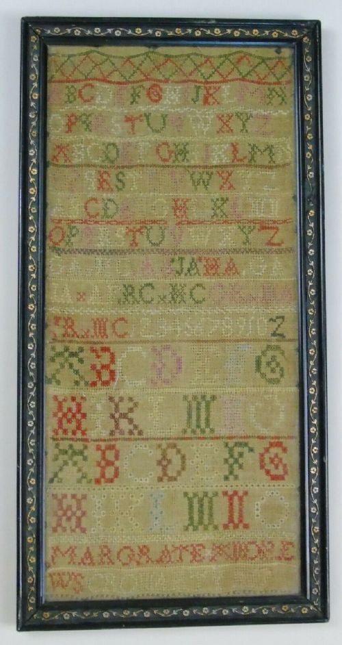 Antique Needlework Alphabet Sampler 1817
