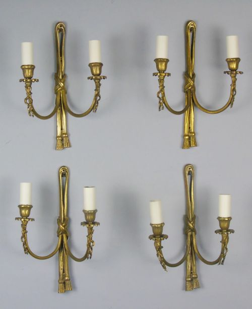 Elegant Set of Four Gilt Bronze French Wall Lights