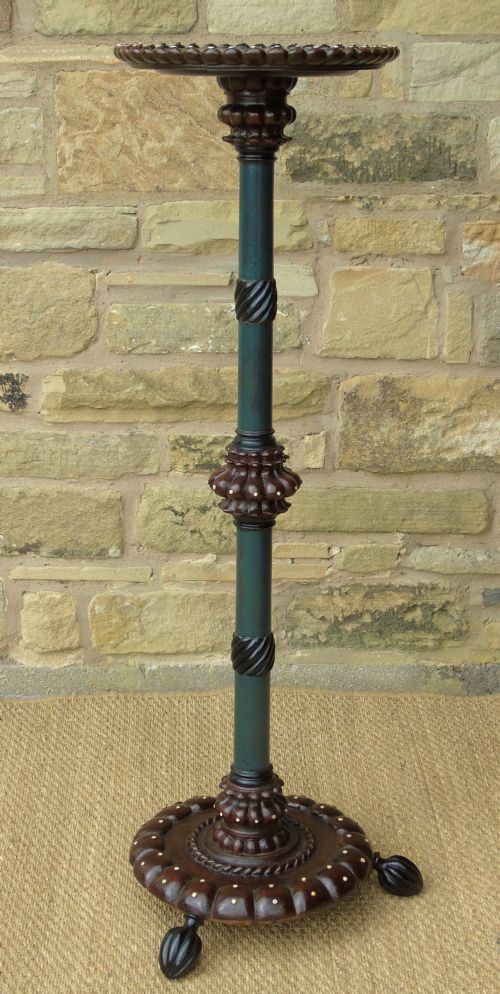 Rare Indian Raj Studded & Ebonised Display Pedestal