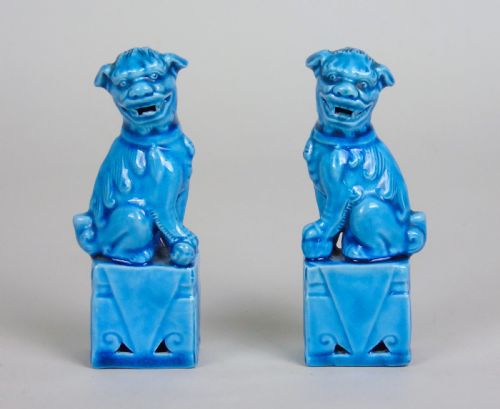 Antique Chinese Blue Glaze Fo Dogs
