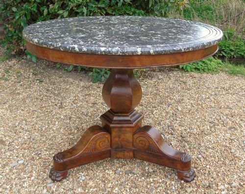 19th Century French Mahogany & Marble Gueridon Table