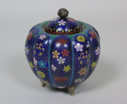 Pretty 19th Century Meiji Japanese Cloisonne Pumpkin Jar