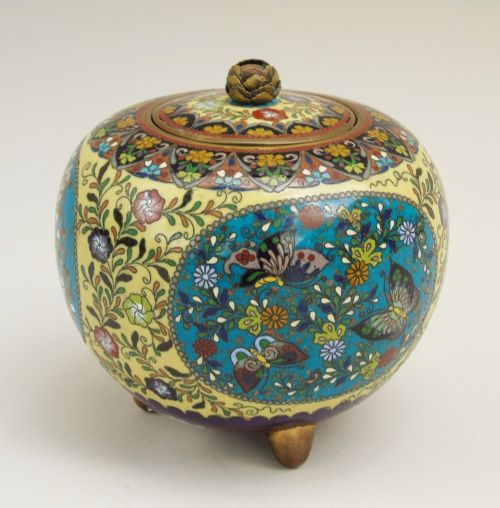 Good Japanese Cloisonne Meiji Jar & Cover