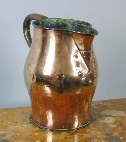 Antique Masonic Copper Ale Jug