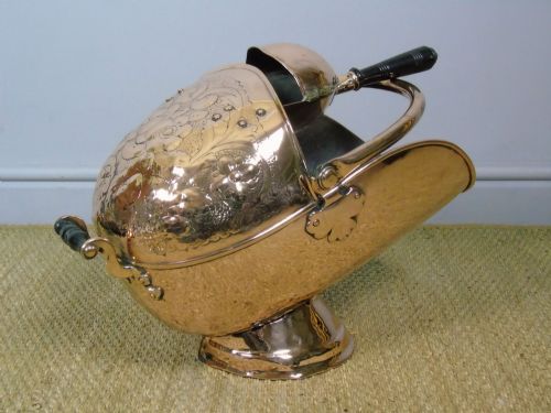 Victorian Copper Helmet Coal Scuttle