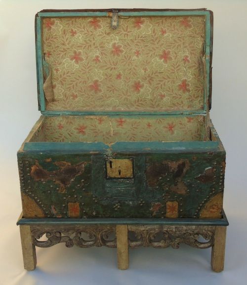 Rare 17th Century Leather Chest on Stand  Charles II