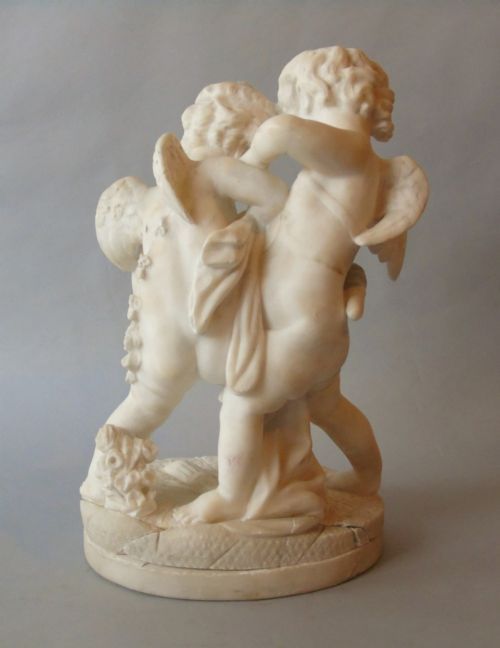 fig 1. Grand Tour Italian Alabaster Eros & Anteros 19th Century Sculpture