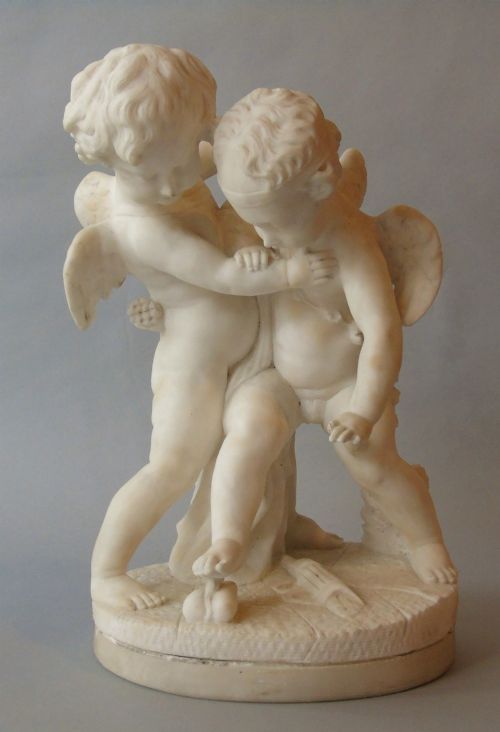 Grand Tour Italian Alabaster Eros & Anteros 19th Century Sculpture
