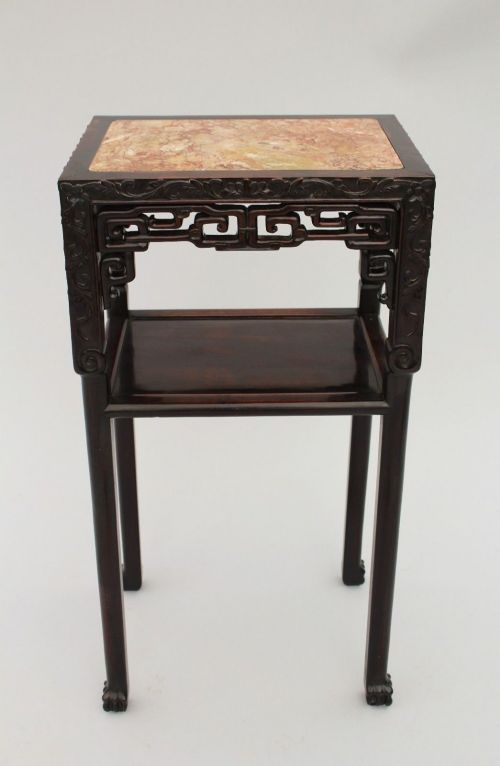 Fine Quality Chinese Huanghuali & Rouge Marble Table
