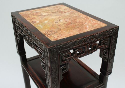 fig 1. Fine Quality Chinese Huanghuali & Rouge Marble Table