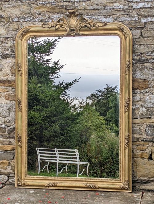 Beautiful Antique French Arched Gilt Mirror