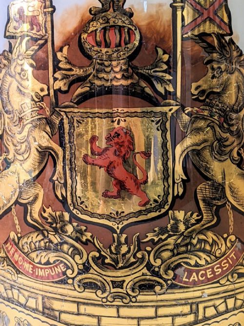 fig 2. Huge Antique Gilded Apothecary Jar Scottish Coat of Arms