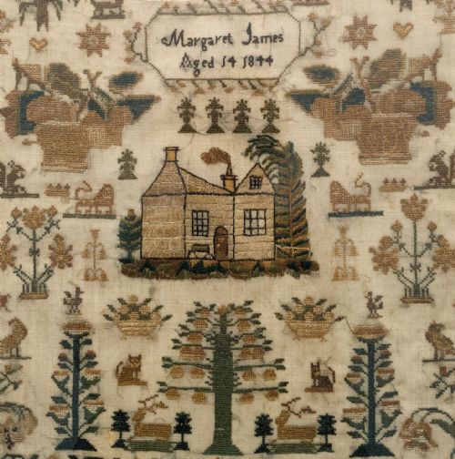fig 1. Good 19th Century Sampler Embroidery Margaret James Aged 14 1844
