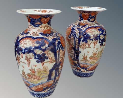 Pair Antique Japanese Imari Vases