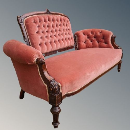 fig 1. Victorian Mahogany & Velvet Sofa