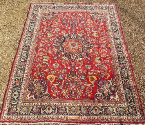 Good Signed Antique Mashad Carpet 373 X 290
