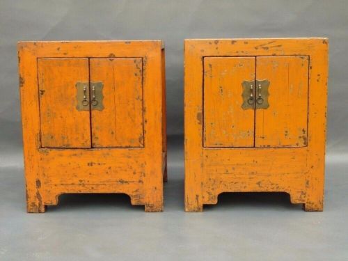 Rare Chinese Lacquer Bedside Cabinets