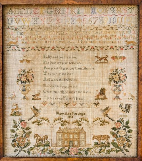 fig 1. Good 19th Century Embroidery Sampler Mary Anne Pettingle 1848