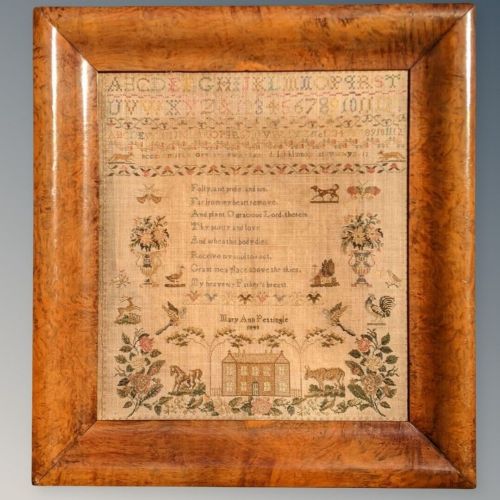Good 19th Century Embroidery Sampler Mary Anne Pettingle 1848