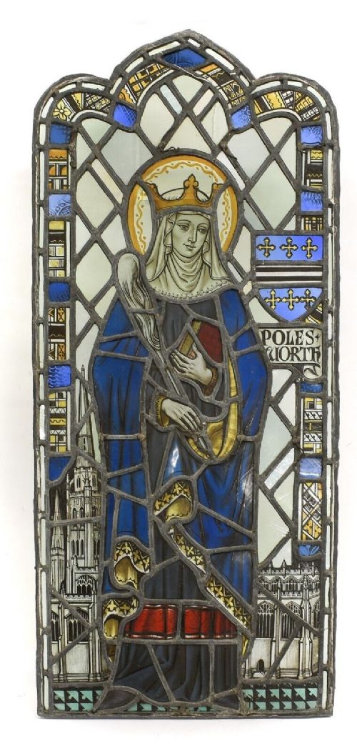 Victorian Ecclesiastical Stained Glass Panel Saint Edith