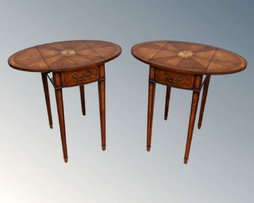 fig 1. Pair Superb Regency Revival Pembroke Tables
