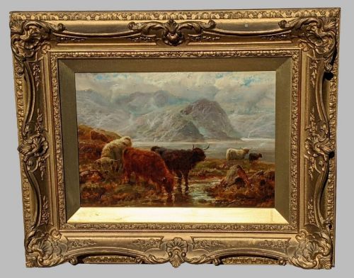 Oil Painting Highland Cattle Robert Watson 1855-1921