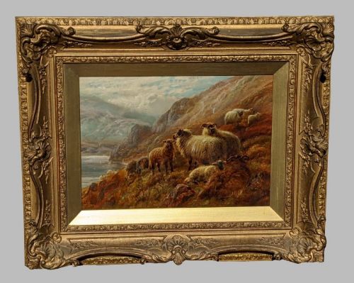 Oil Painting Scottish Highlands Sheep Robert Watson 1855-1921