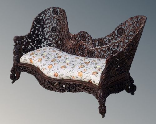 fig 1. Stunning Anglo Indian Carved Bombay Sofa