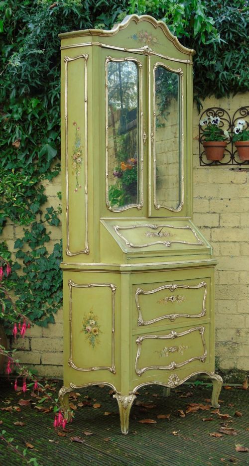 Antique Hand Painted & Gilded Italian Bookcase Cabinet
