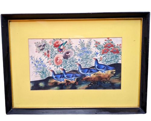 Antique Chinese Watercolour Painting Water Birds