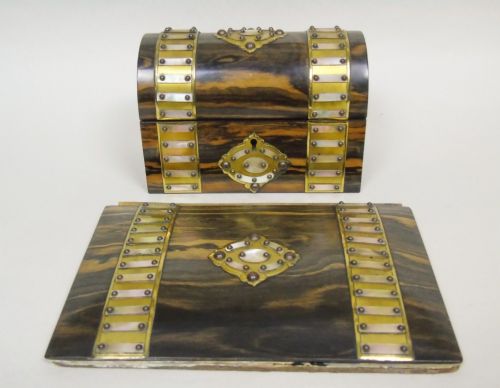 Good Antique Dome Casket & Matching Folder