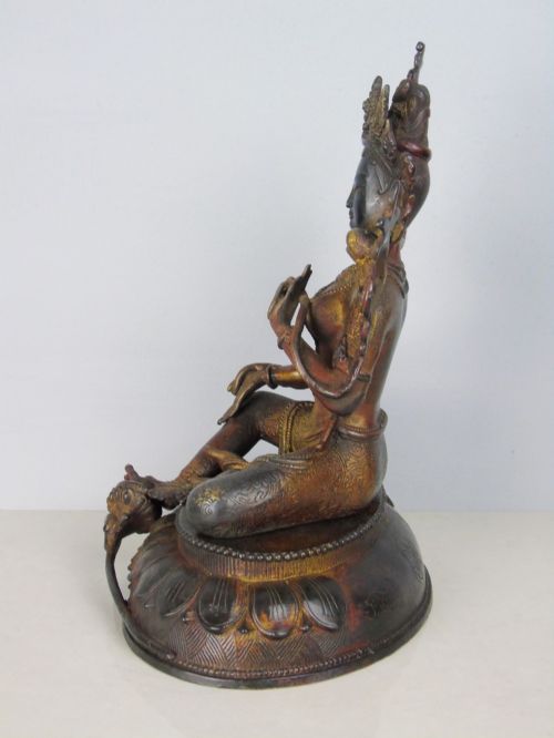 fig 1. Good Early 19th Century Bronze Green Tara Buddha
