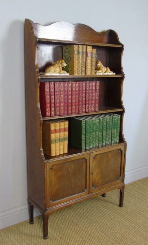 Antique Mahogany Waterfall Bookcase Cabinet 