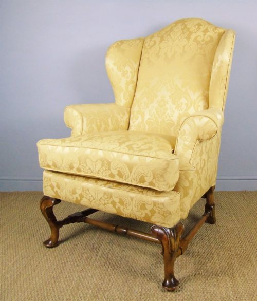 Good Quality Walnut Wing Armchair 