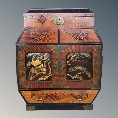 19th Century Japanese Meiji Parquetry Table Cabinet 