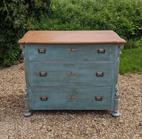 fig 1. Pretty French Painted Pine Chest of Drawers