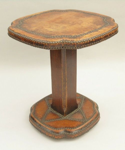 Rare Antique Studded Leather Table