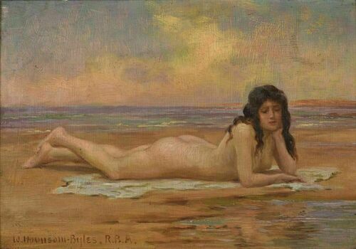 Oil Painting Nude in Repose William Hounsom- Byles 1872-1916