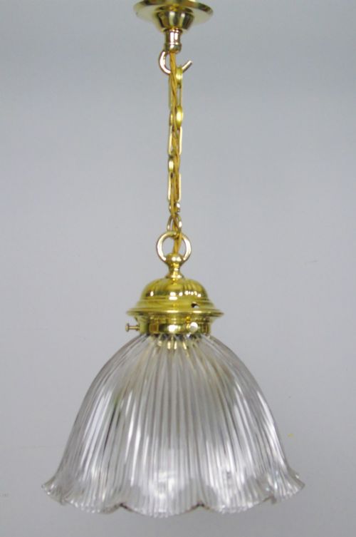 Early 20th Century Pendant Light with Holophane Shade