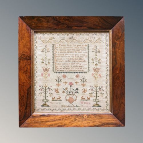 Fine 19th Century Sampler Embroidery by Anne Willmott Aged 11 1842