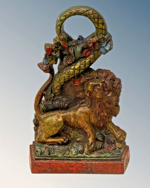 Good Victorian Cast Iron Lion Doorstop