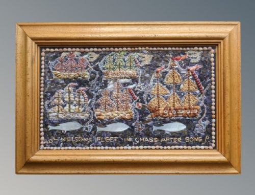 Rare Folk Art Shell Picture Nelson & Napoleon