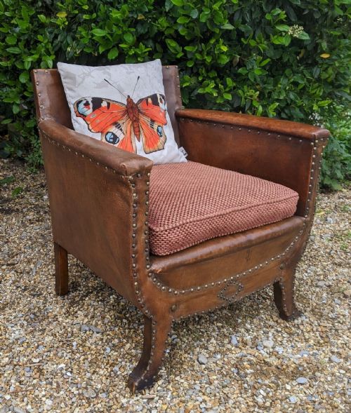 Antique Studded Leather Armchair